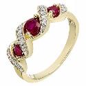 9ct Yellow Gold Treated Ruby and Diamond Ring