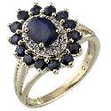 Diamond and Sapphire Claw-set Cluster Ring