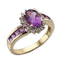 9ct Gold Amethyst and Diamond Ring