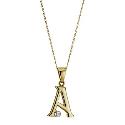 9ct Gold Cubic Zirconia Set Letter A Pendant with 16" Chain