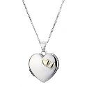 9ct Yellow Gold and Silver Double Heart Locket 18mm