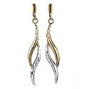 9ct Two Colour Gold Flame Drop Earrings