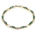 9ct Gold Fifth Carat Emerald & Diamond Bracelet