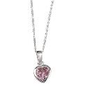 Silver Pink Cubic Zirconia Heart Necklace