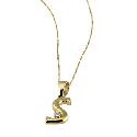 9ct Gold Cubic Zirconia Set Letter S Pendant with 16" Chain