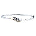 Duet 9ct Yellow Gold and Silver Cubic Zirconia Twist Bangle