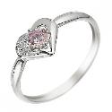 9ct White Gold Pink Cubic Zirconia Heart Ring Size J