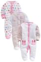 Three Pack White Bunny Sleepsuits (0mths-2yrs)